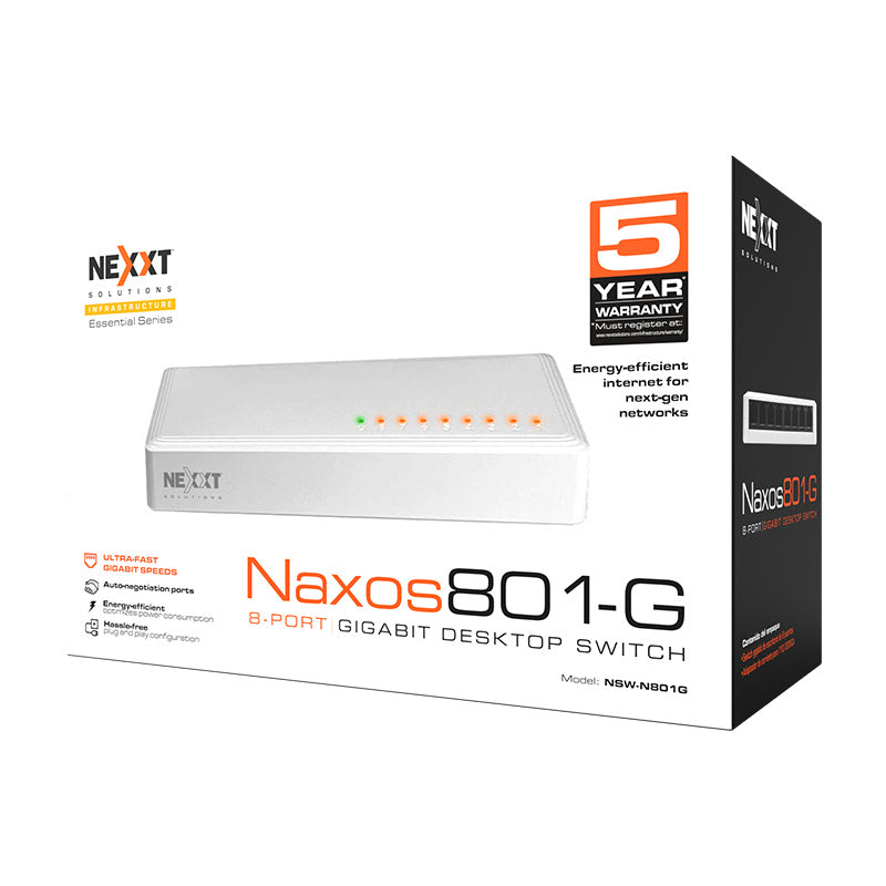 NEXXT SOLUTIONS NSW-N801G Switch 8 Puertos Gigabit 10/100/1000Mbps