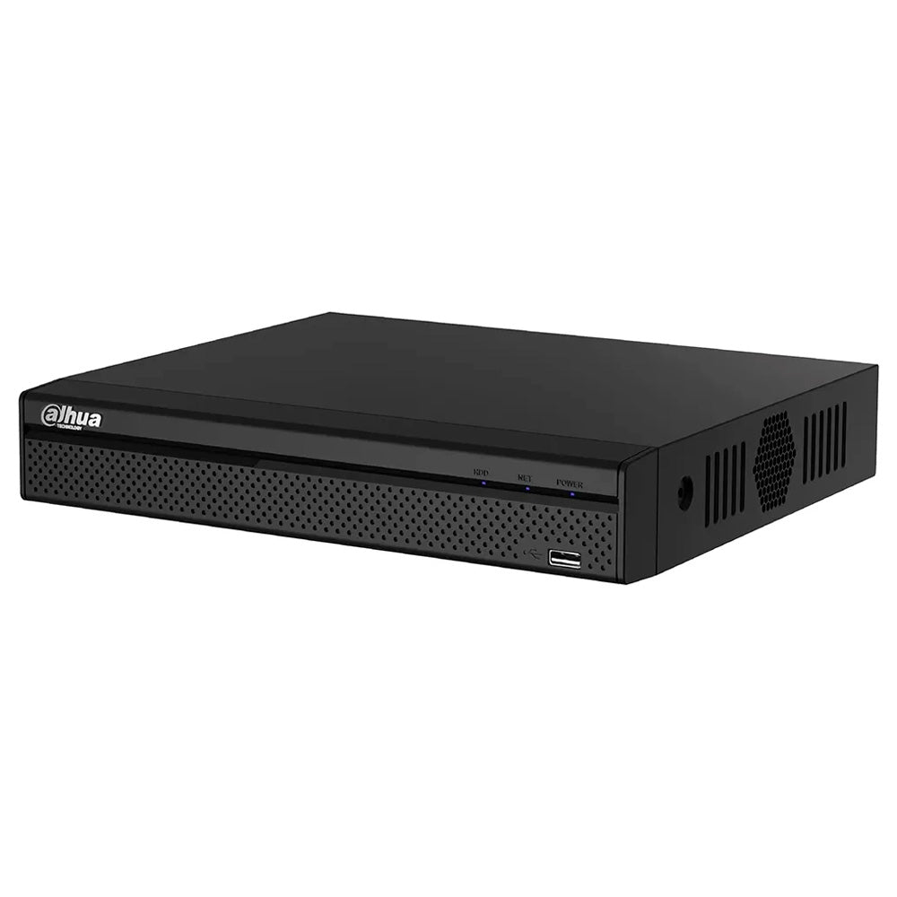 Grabador de video en red NVR negro Dahua para sistemas de videovigilancia y seguridad.