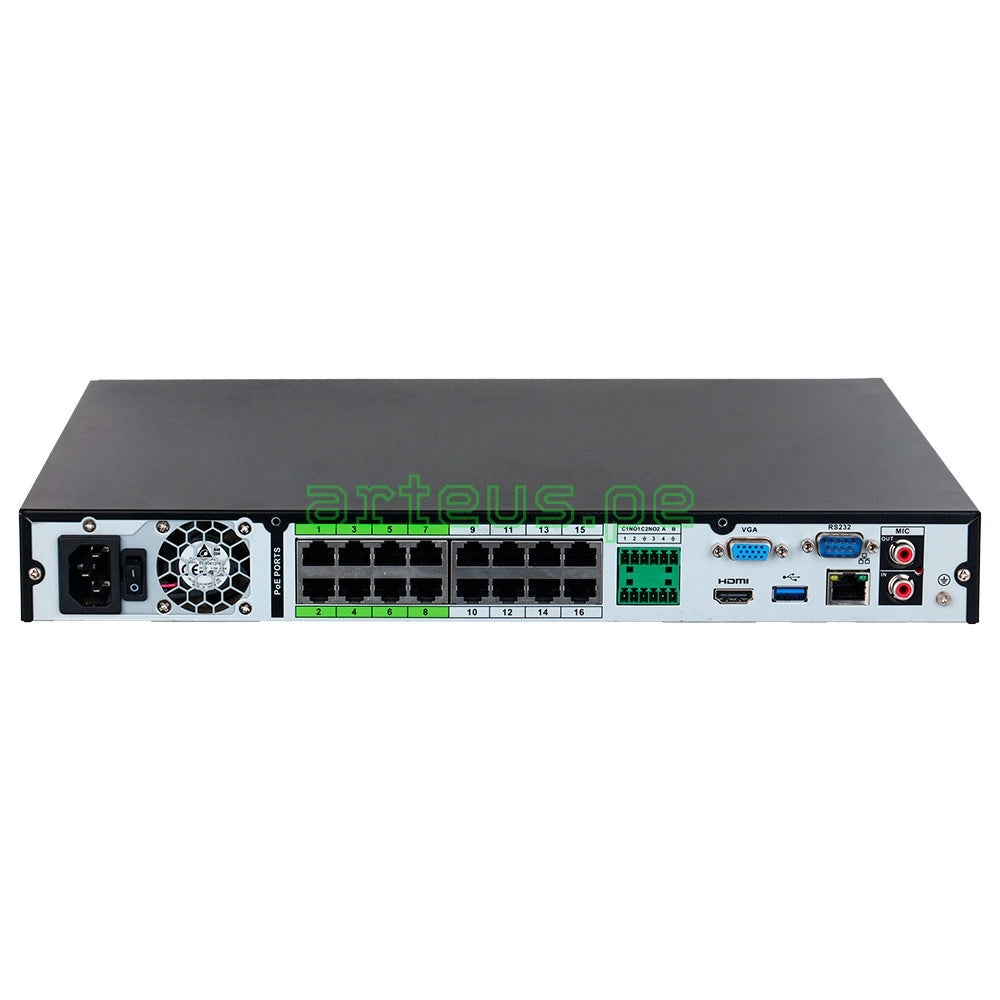DAHUA NVR5216-16P-EI Grabador NVR 4K 16CH(16MP)POE 384Mbps 2HDD(16TB) WIZSENSE ACUPICK ANPR