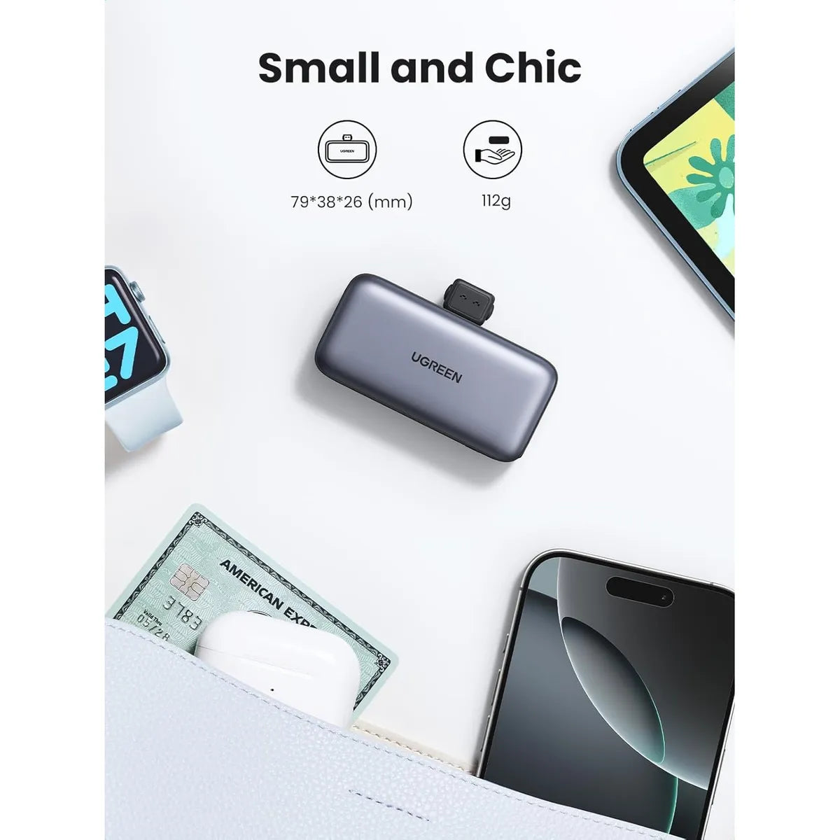 UGREEN PB503 35338 Power Bank 5000mAh USB-C Pantalla LED QC 22.5W