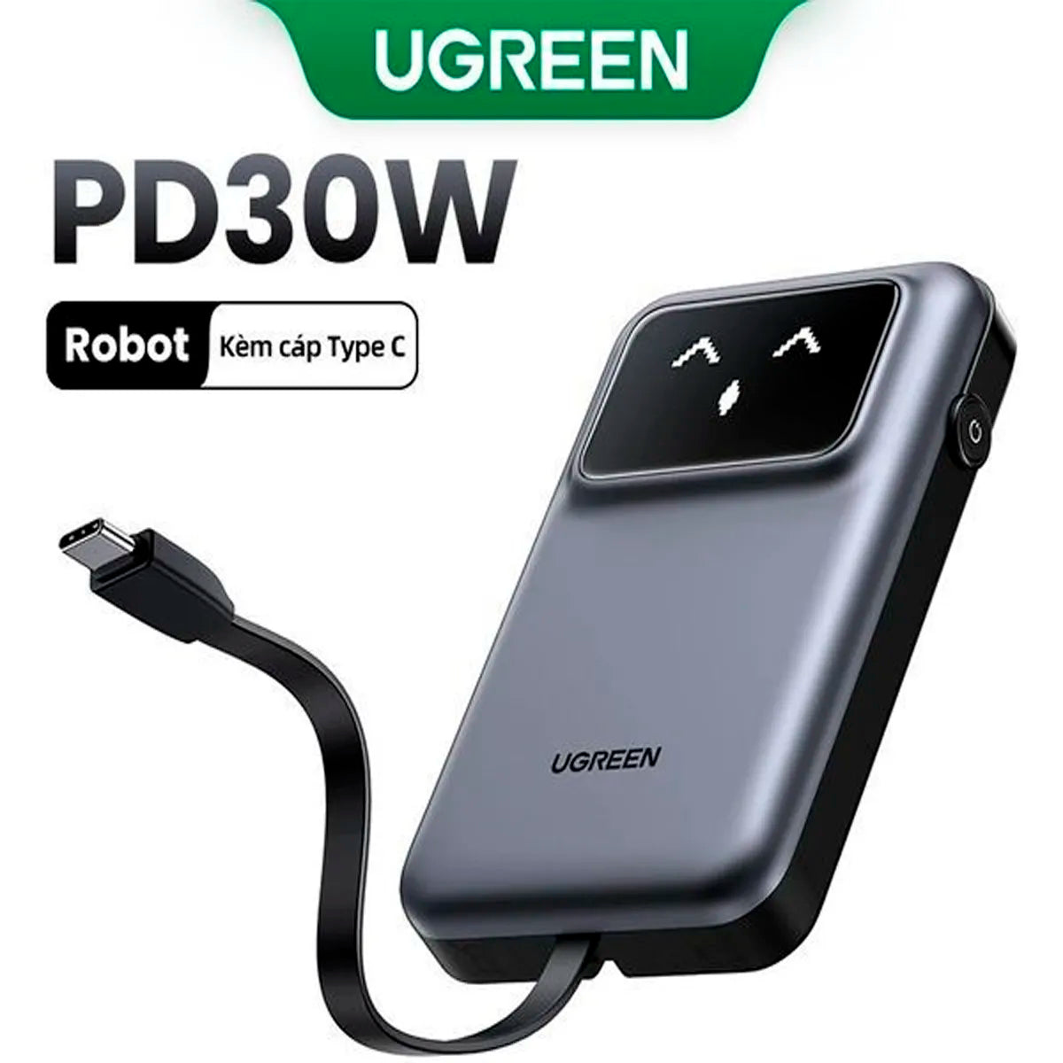 UGREEN PB511 35603B  Power Bank 10000mAh USB-C Integrado 30W QC TFT