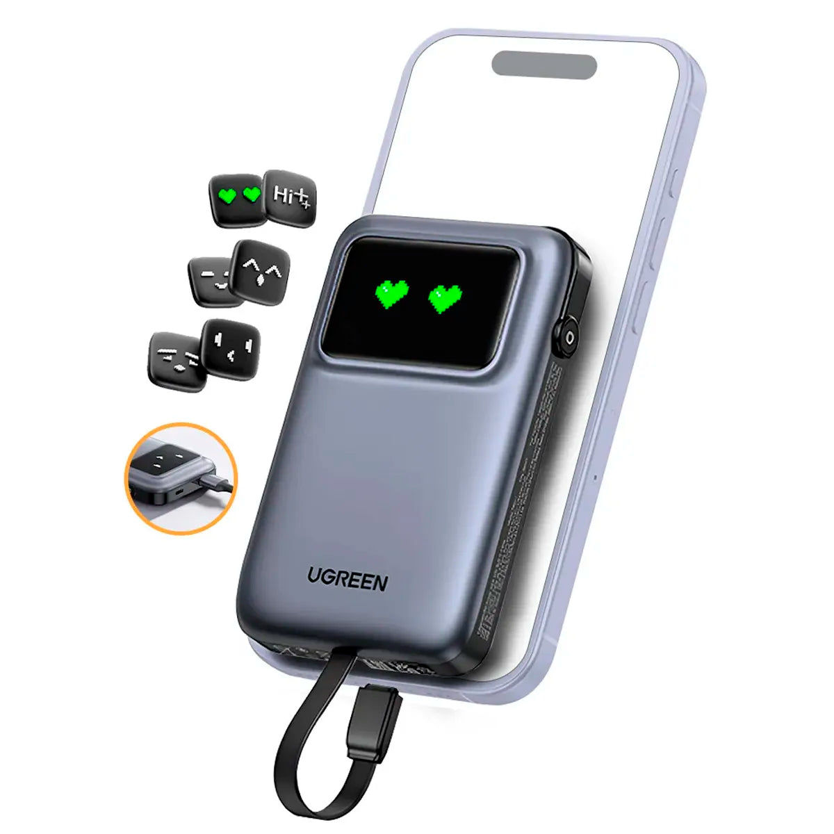 UGREEN PB511 35603B  Power Bank 10000mAh USB-C Integrado 30W QC TFT