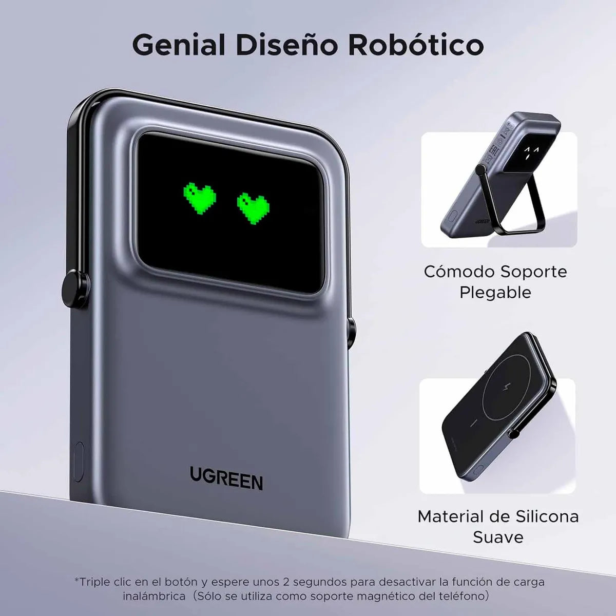 UGREEN PB571 35605B Power Bank carga inalámbrica 5000Mah Negro