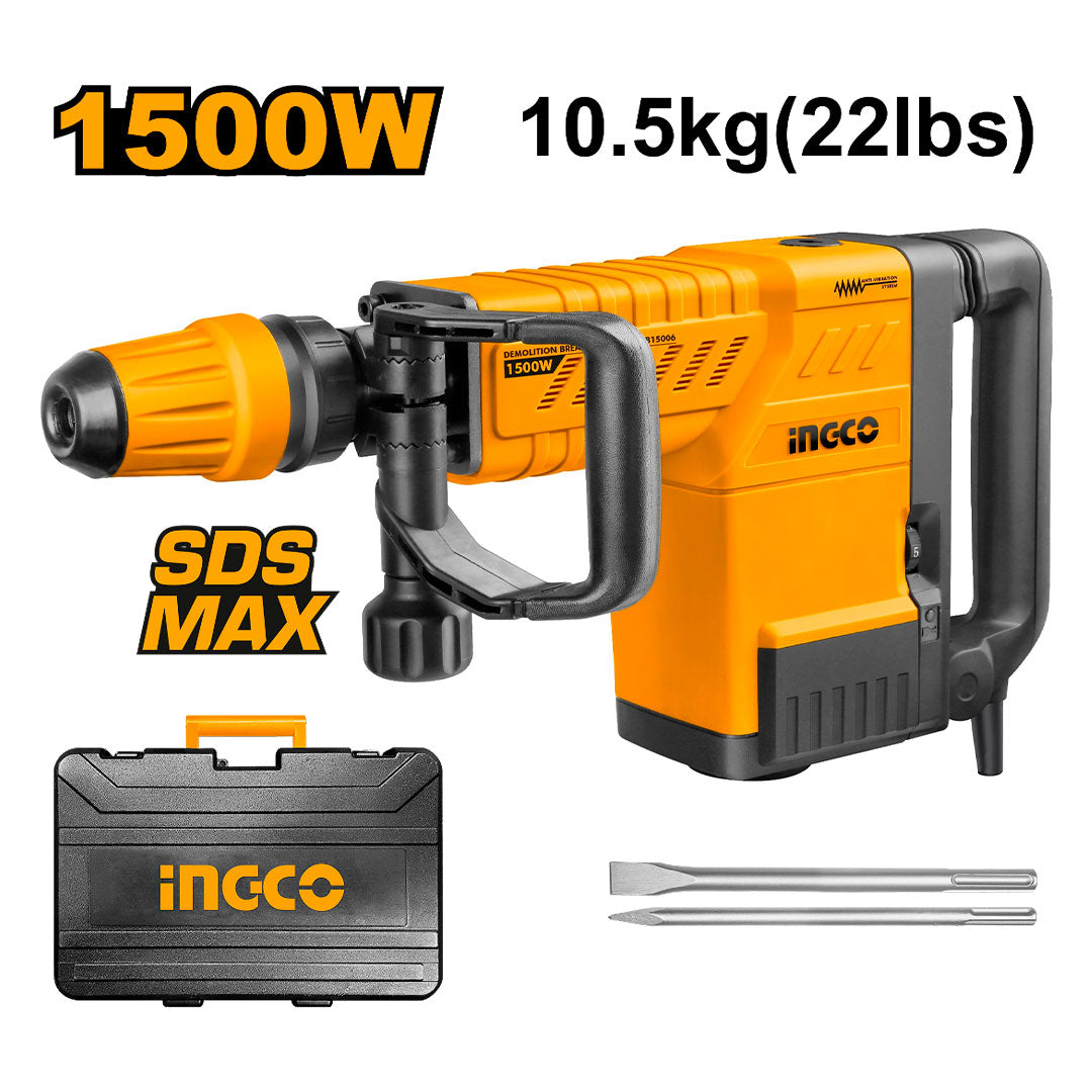 INGCO PDB15006 Martillo demoledor 1500w + maletín + accesorios