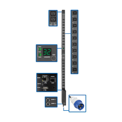 TRIPP-LITE PDUMV32HVNETLX Eaton PDU Monofásico conmutada de 7.7 kW con interfaz de plataforma LX Salida 230V