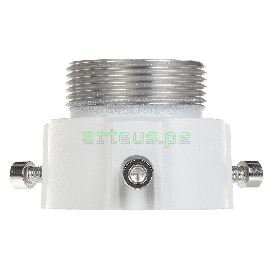 Adaptador metálico para cámara de seguridad, rosca y tornillos de fijación, color blanco