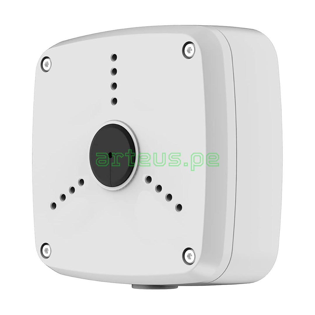 Caja de conexiones cuadrada para cámaras de seguridad, color blanco, con tornillos visibles