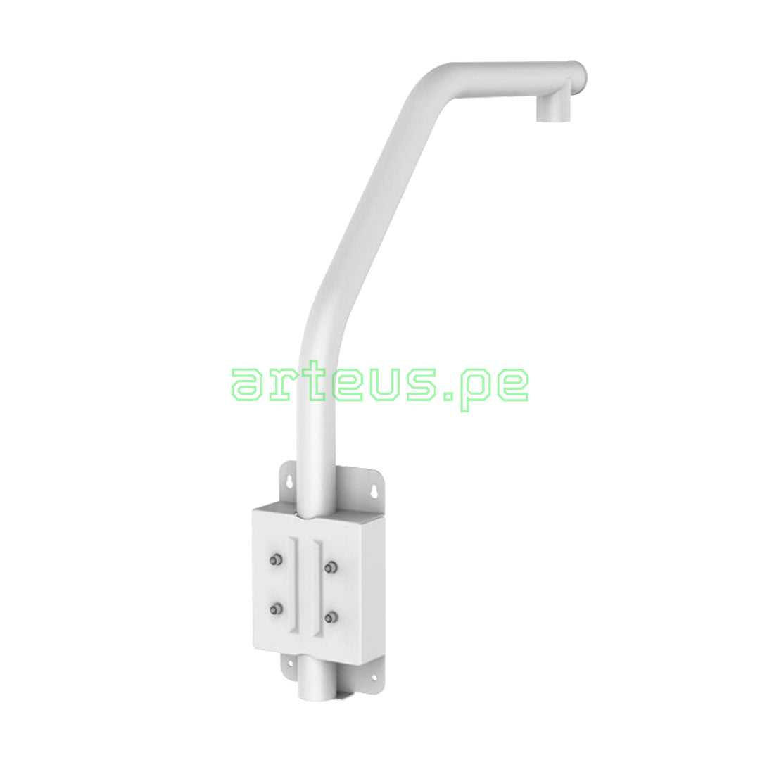 Soporte metálico para cámara de videovigilancia, montaje en pared, color blanco.