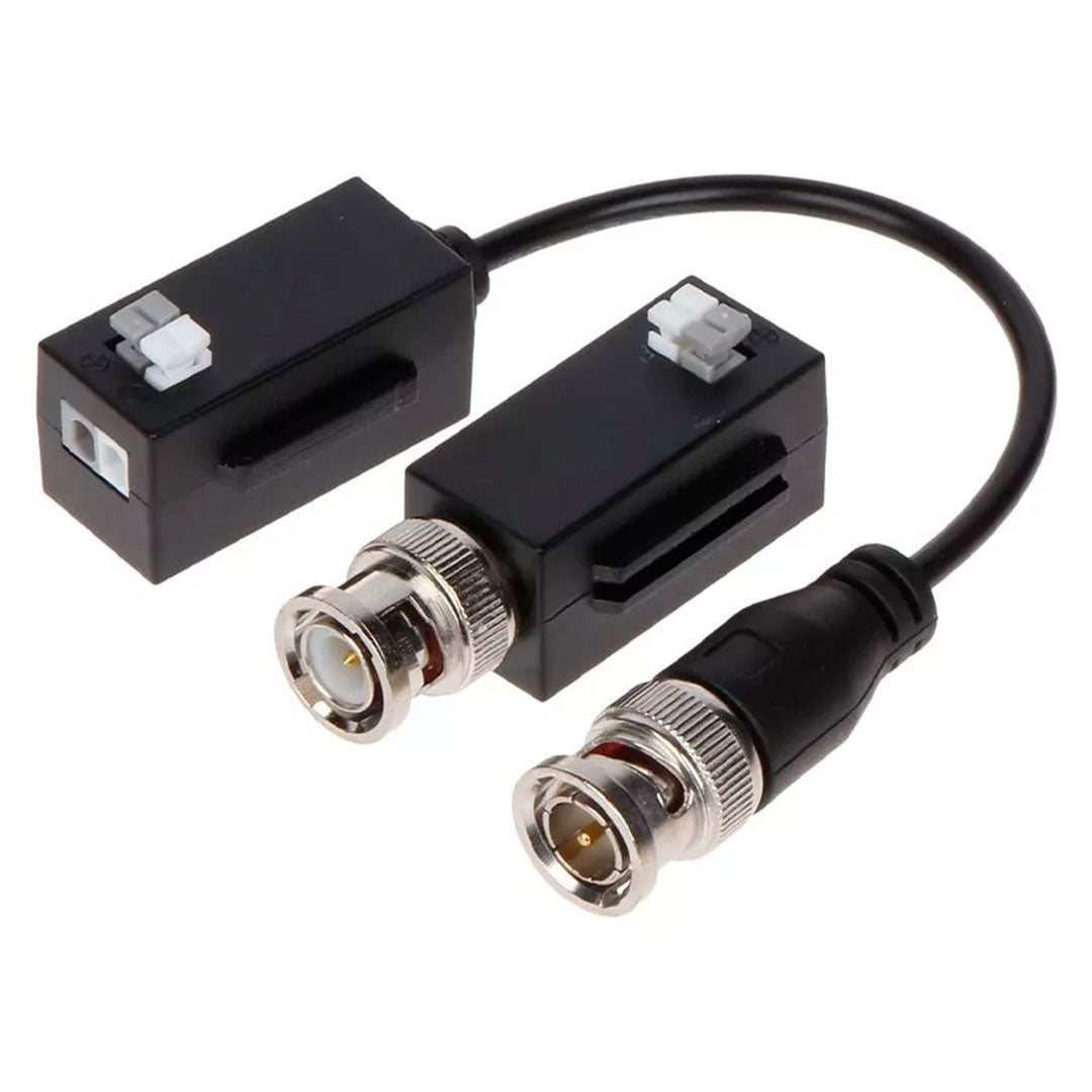 Par de transceptores balun BNC para cámaras de seguridad y cableado estructurado