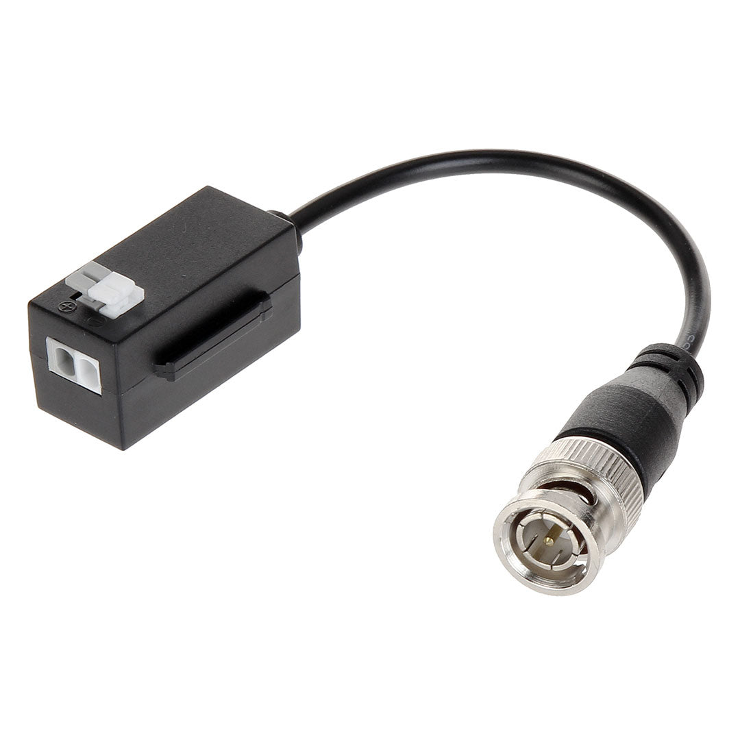Balun adaptador de video BNC a UTP para cámaras de seguridad, conector negro y cable corto
