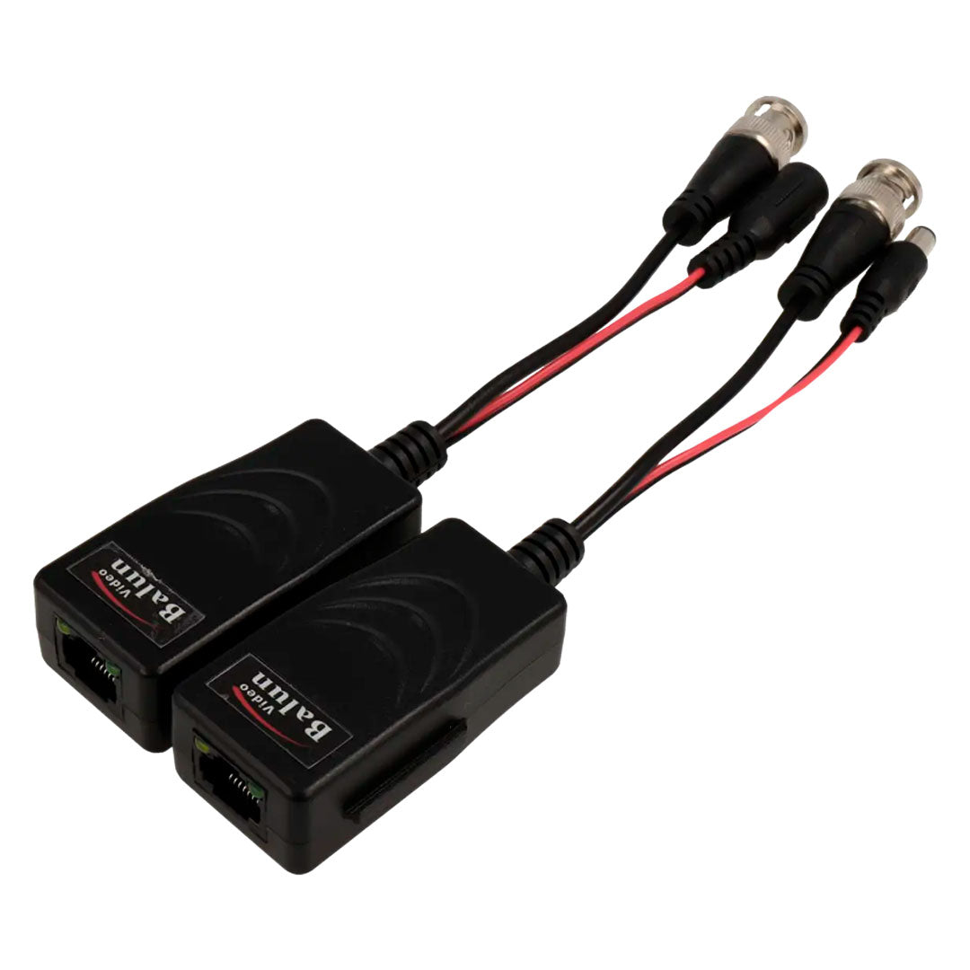 Pareja de balunes de video para cámaras de seguridad, conectores BNC y cables utp