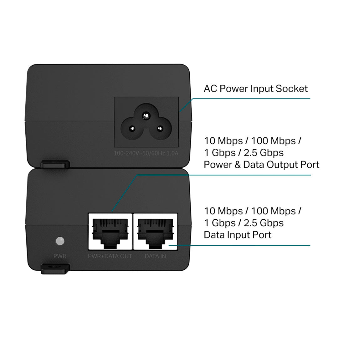 TP-LINK POE260S Inyector PoE+ Omada 2 Puertos 2.5G 30w