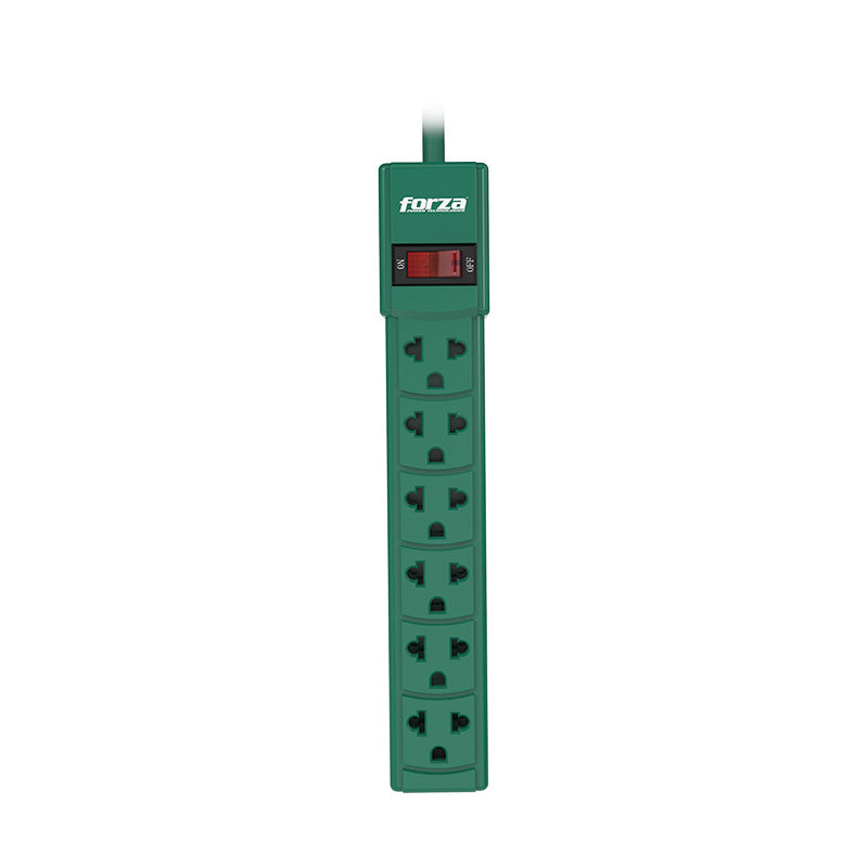 FORZA PS-001G Regleta Supresor de Picos 2200W 6 Tomas 220V