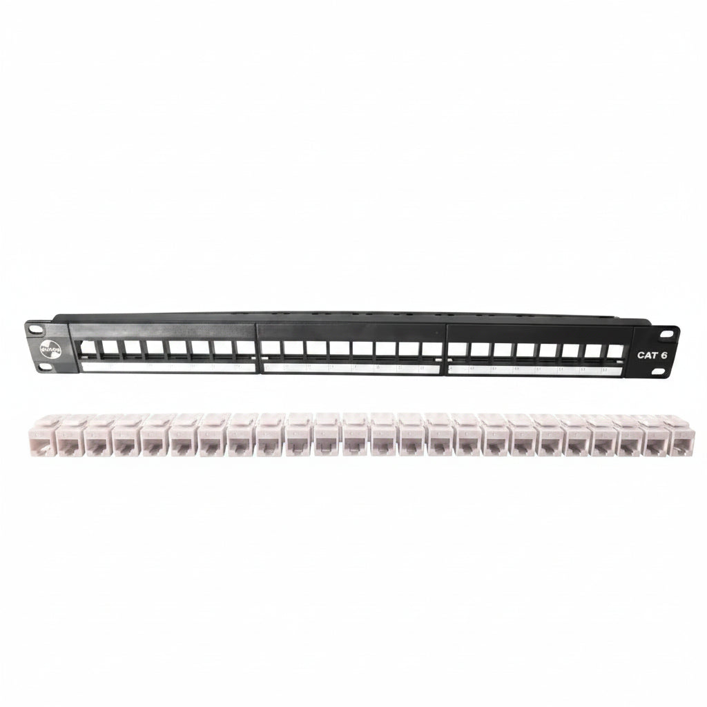 SATRA 0102022401 Patch Panel Cat6 24 Puertos Cargado con Jack Blanco