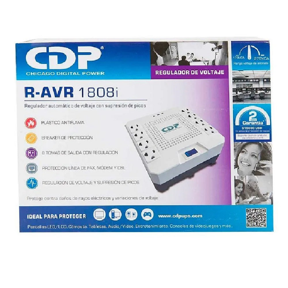 CDP R-AVR1808I Estabilizador de Voltaje 1800V 1000W 8 Salidas