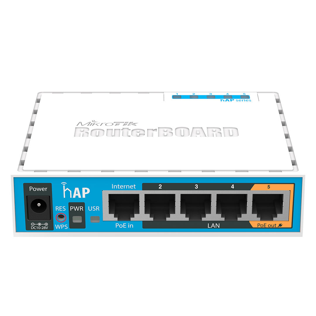 MIKROTIK RB951Ui-2nD (HAP) Routerboard con WIFI 2.4GHZ 300Mbps 1 USB 5 RJ45 10/100 1 PoE