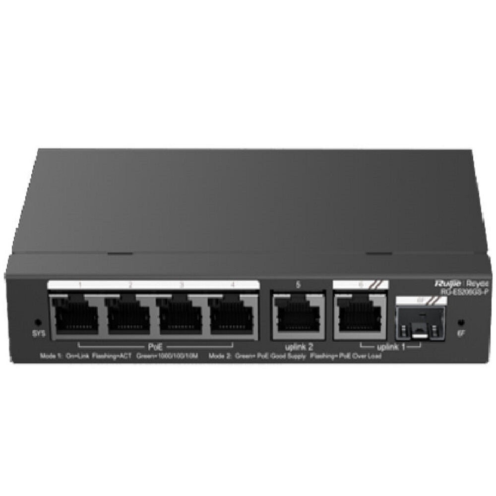 RUIJIE REYEE RG-ES206GS-P Switch 6 Puertos Gigabit con 4P PoE 1SFP Cloud