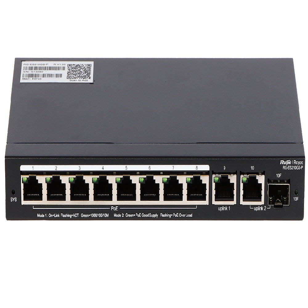 RUIJIE REYEE RG-ES210GS-P Switch 8 Puertos Gigabit PoE+ SFP Combo Cloud