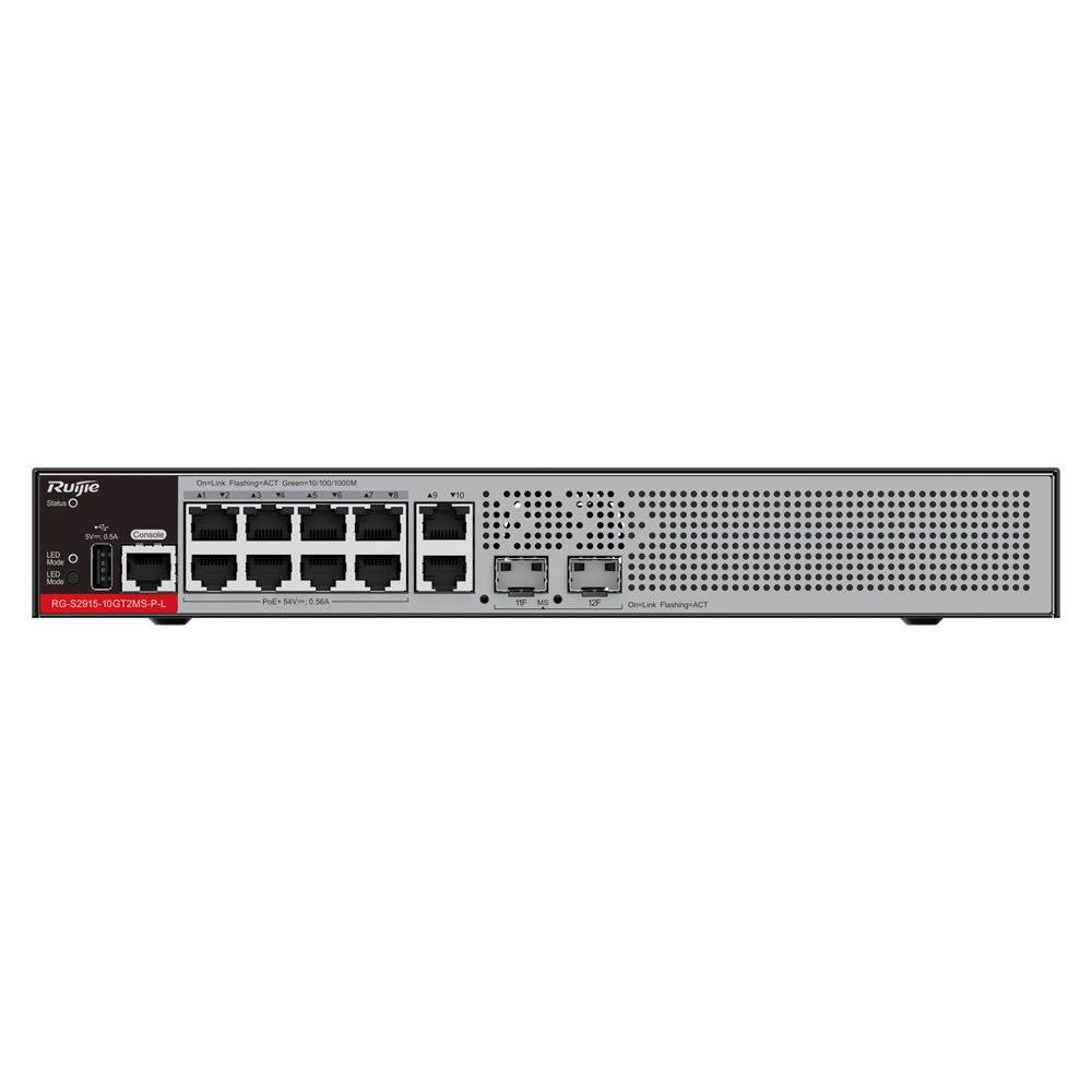 RUIJIE REYEE RG-S2915-10GT2MS-PL Switch PoE+ 10 Puertos Gigabit + 2SFP L2
