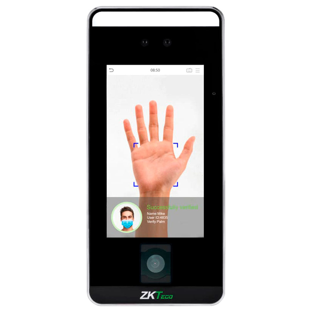 ZKTECO SpeedFace-V5L-QR Control de Acceso y Asistencia con Lector QR, Rostro, Palma, Tarjeta y PIN