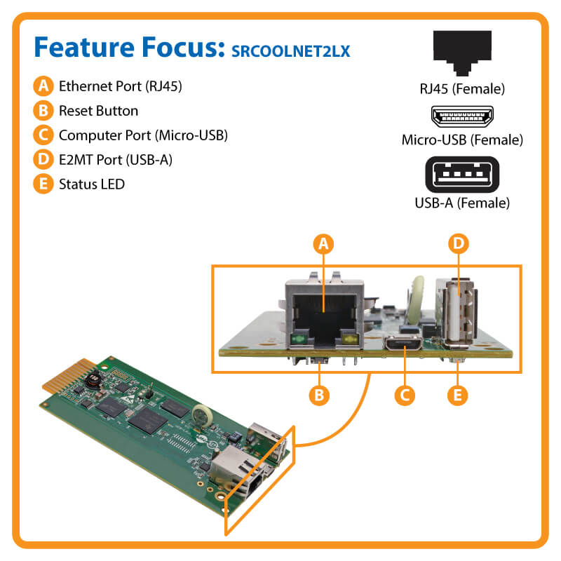TRIPP-LITE SRCOOLNET2LX Módulo Interfaz web/SNMP de plataforma LX Gestión Remota de Refrigeración para Modelos seleccionados