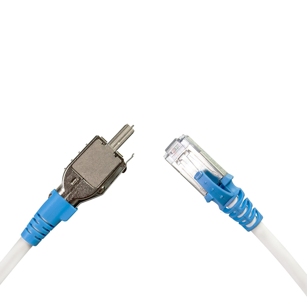SIEMON T2E2-03M-B06L Patch Cord, TERA 2 Pares RJ-45, Cat5e LSZH, 3mts Blanco Capucha Azul.