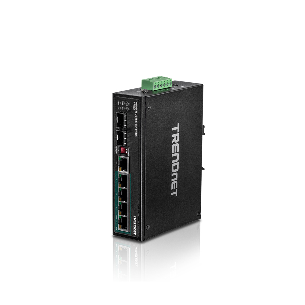 TRENDNET TI-PG62 Switch industrial Gigabit 5 puertos Gigabit PoE+ y 2 SFP