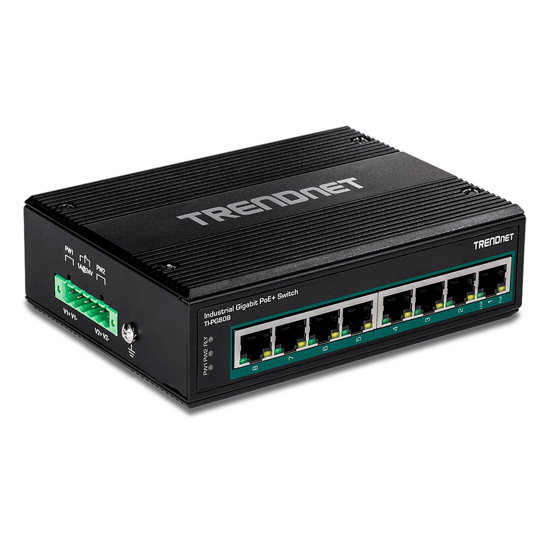 TRENDNET TI-PG80B Switch industrial Gigabit PoE de 8 puertos 24- 56V