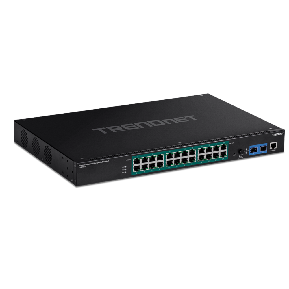 TRENDNET TI-RP262i - Conmutador de montaje en rack Industrial Gigabit L2 PoE administrado de 26 puertos