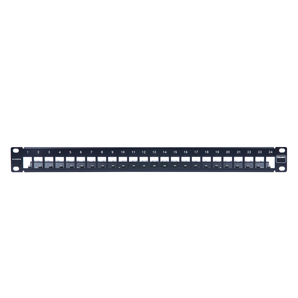 SIEMON TM-PNLZ-24-01 Patch Panel, Tera Modular, 24 Puertos Blindado, 1-RU (Para Jacks Cat6A y Cat 7A)