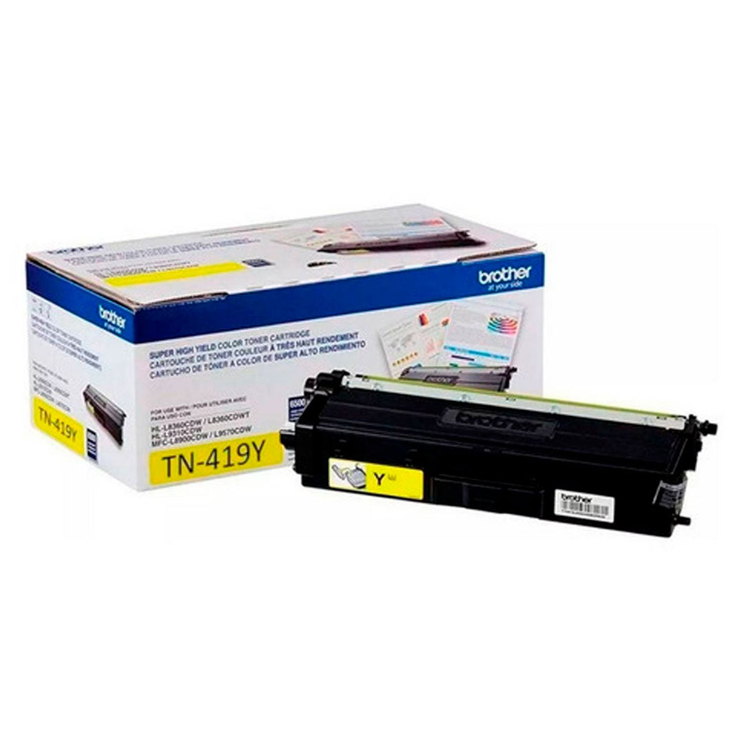 BROTHER TN419Y Tóner Brother Amarillo para L8360CDW y otras. Rendimiento 9,000 páginas
