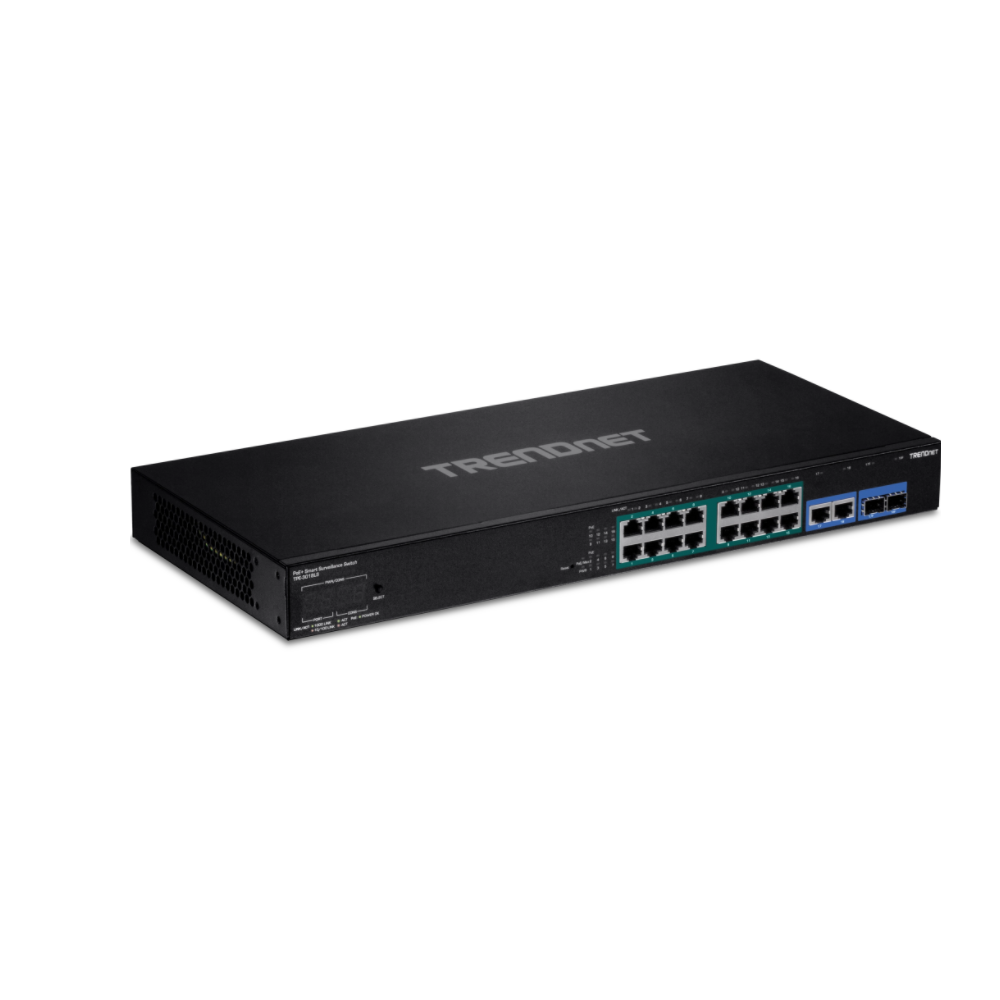TRENDNET TPE-3018LS - Conmutador de vigilancia inteligente Gigabit PoE de 18 puertos