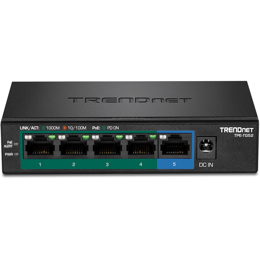 TRENDNET TPE-TG52 Switch Gigabit PoE de 5 puertos 31W