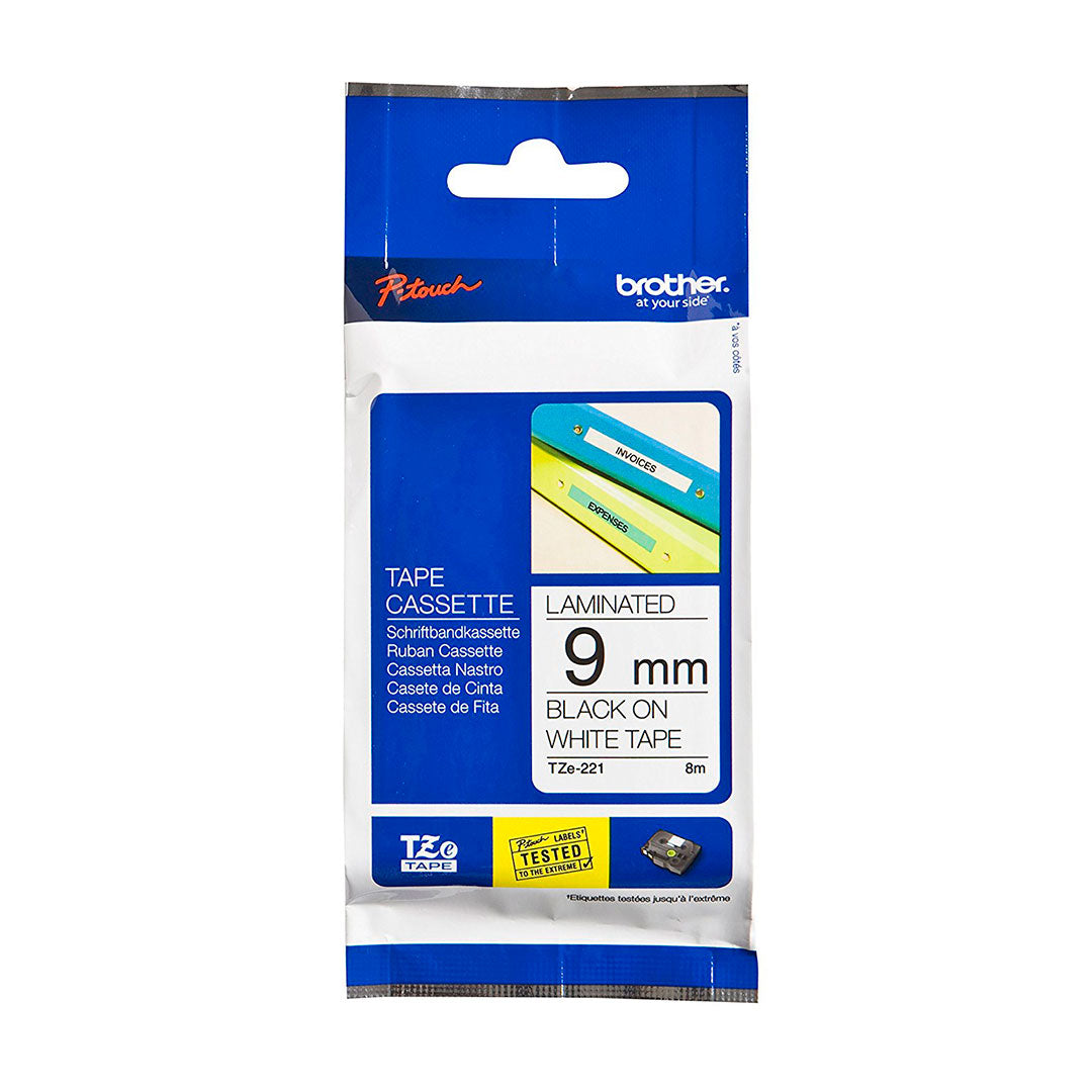 BROTHER TZE-221 Cinta Laminada Color Blanco 9mm x 8m