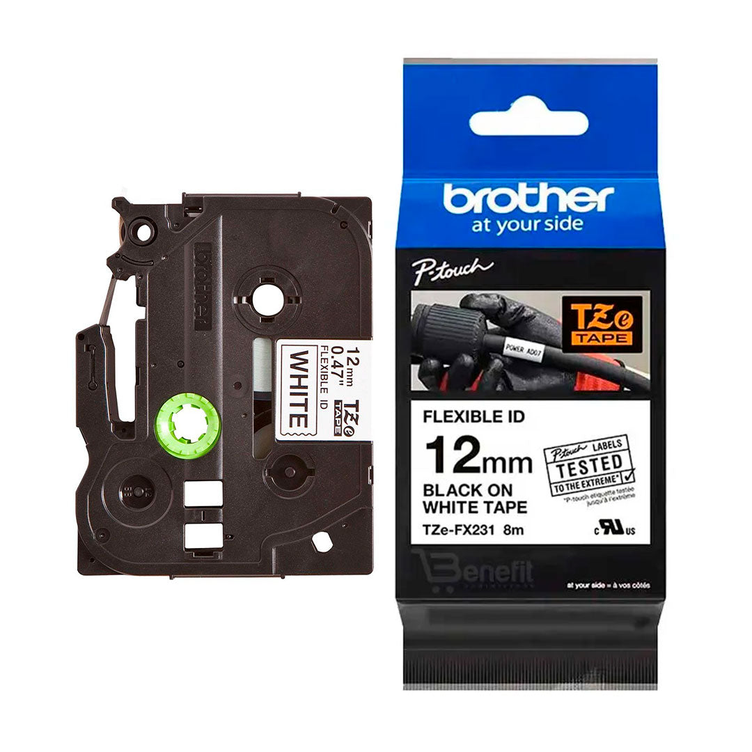 BROTHER TZE-FX231 Cinta Laminada Flexible Blanco 12mm x 8m