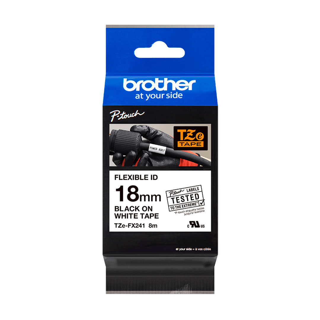 BROTHER TZE-FX241 Cinta Laminada Flexible Blanco 18mm x 8m