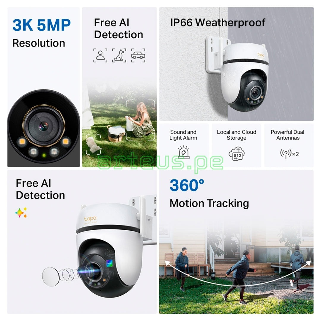 TP-LINK Tapo C530WS Cámara de Seguridad WIFI 5MP 3K 360°PT