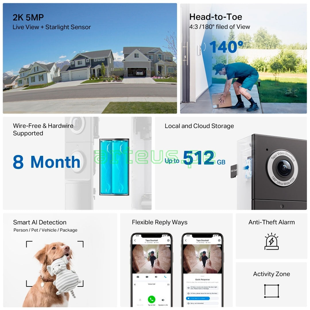 TP-LINK TAPO D235 Timbre Inteligente con Cámara 2K 5MP