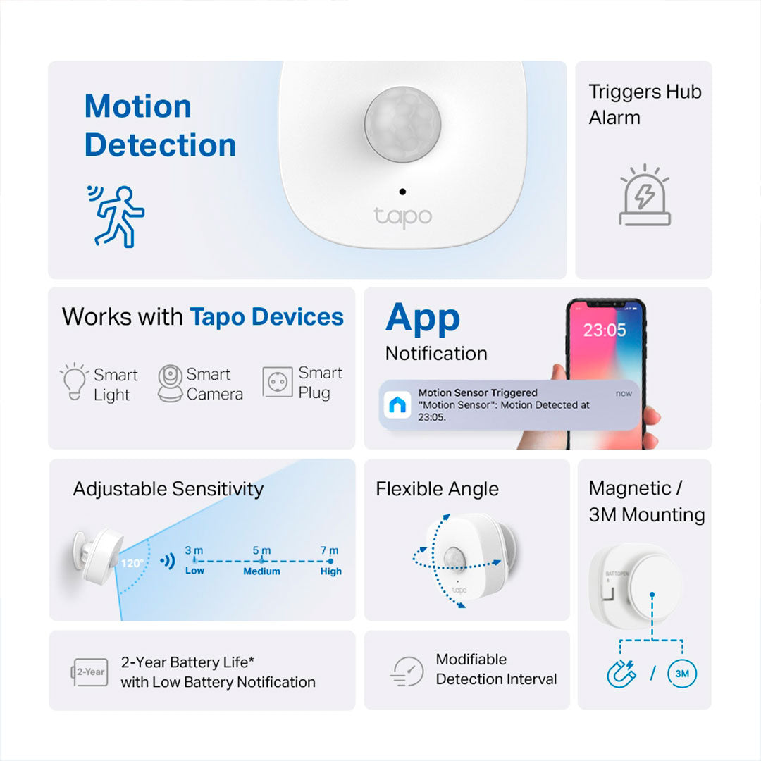 TP-LINK Tapo T100 Sensor de Movimiento Smart 120°PT 922MHz