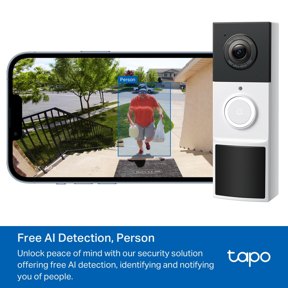 TP-LINK Tapo D210 Timbre Inteligente WIFI Doorbell con Camara 3MP 2K y Bateria