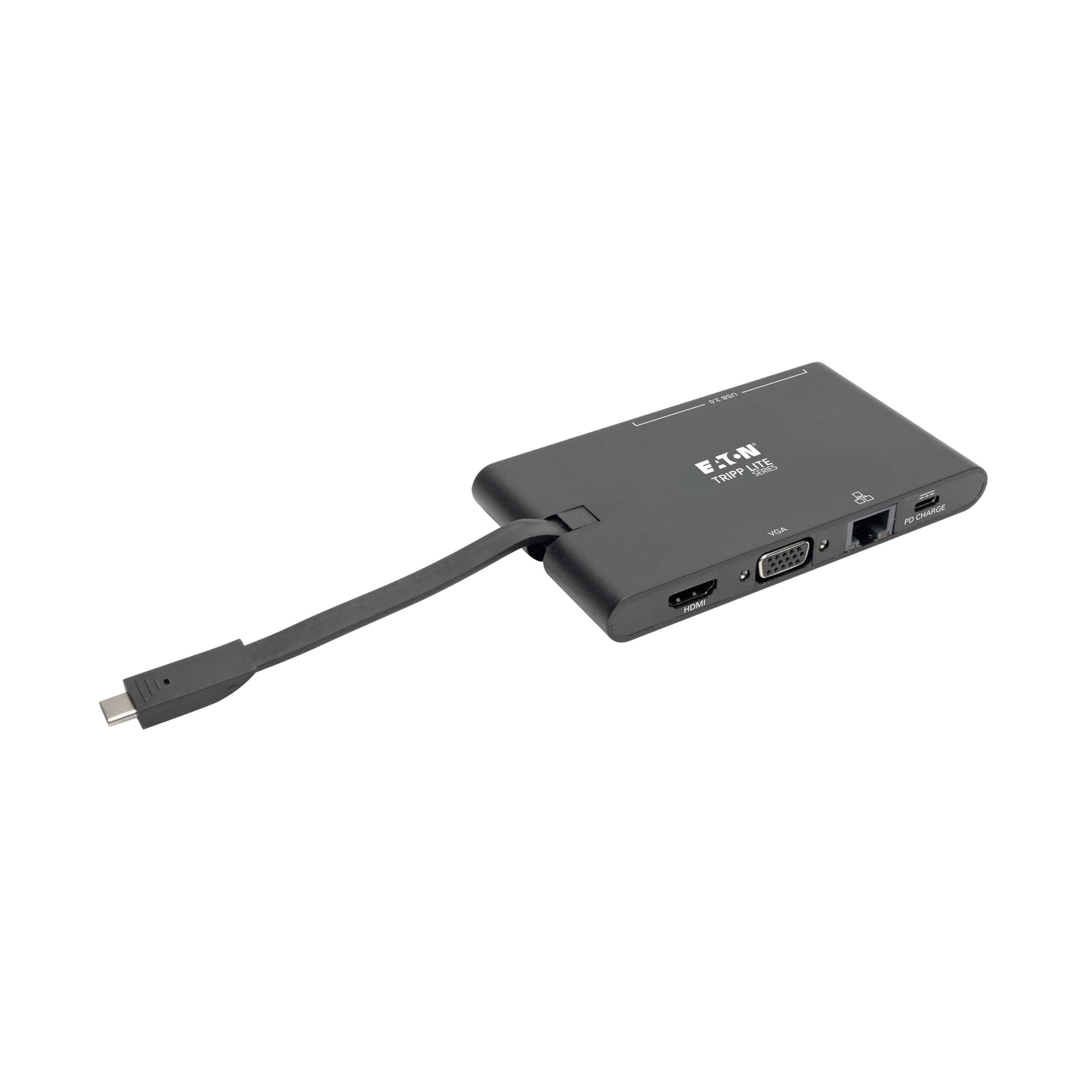TRIPP-LITE U442-DOCK3-B Estación de carga, USB-C, 4K HDMI, VGA, USB 3.x (5Gbps), Hub USB-A, RJ-45, Negro 