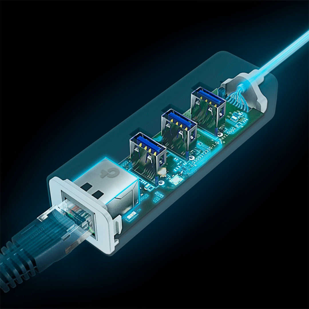 TP-LINK UE330C Adaptador USB con Hub 3 Puertos Gigabit Ethernet