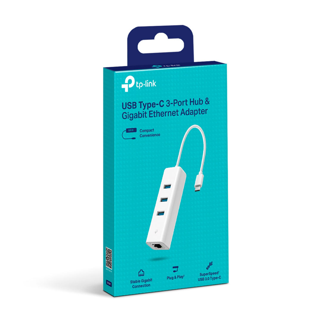 TP-LINK UE330C Adaptador USB con Hub 3 Puertos Gigabit Ethernet