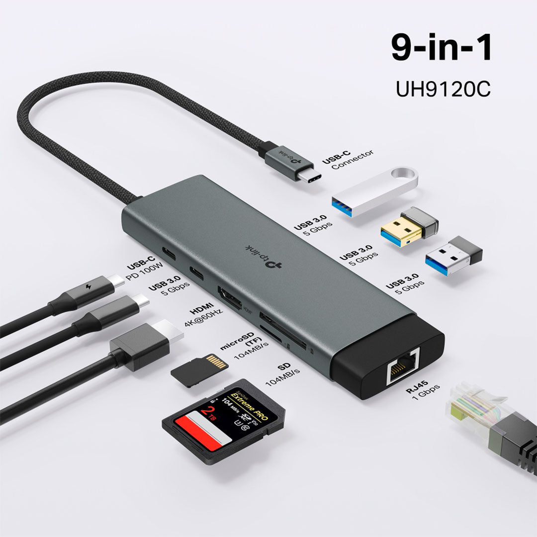 TP-LINK UH9120C Adaptador HUB USB Tipo C 9 en 1 5Gbps