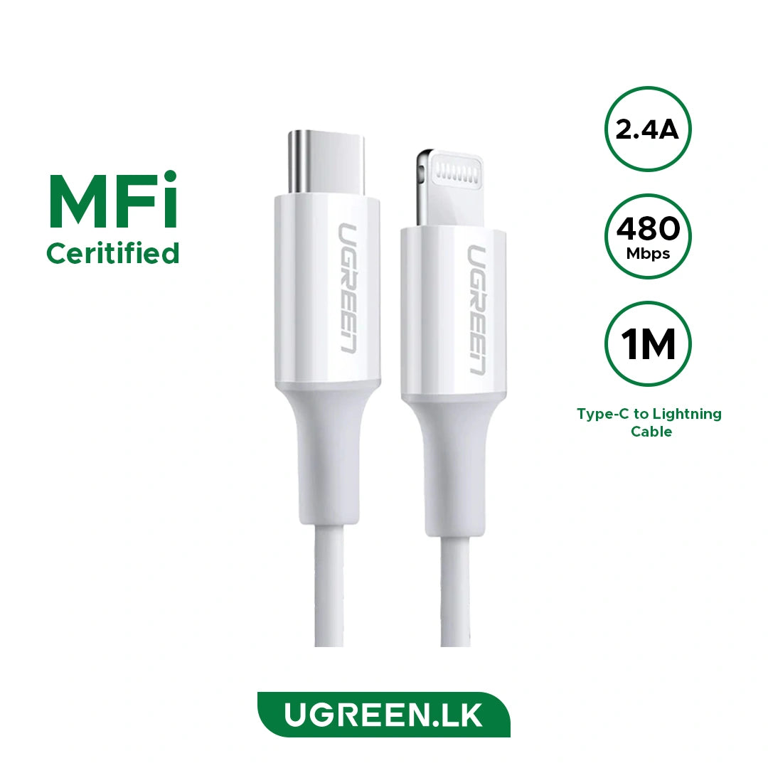 UGREEN US199 60161 Cable de Datos de Carga USB-A a Lightning Plateado