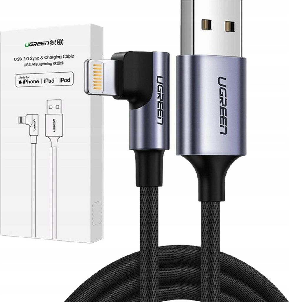 UGREEN US299 60521 Cable USB-A a Lightning Angulo 90° 1m