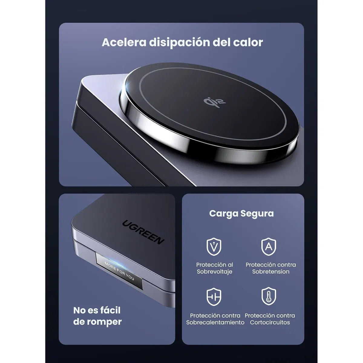 UGREEN W706 45023 Cargador Inalámbrico Magnético y Soporte Qi2 Magsafe