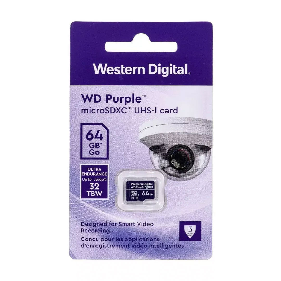 WD Purple QD101 Tarjeta microSD 64GB para Videovigilancia WDD064G1P0C