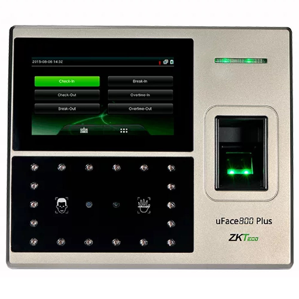 ZKTECO UFACE800 PLUS Control de Asistencia y Acceso con Lector de Huella, Rostro, Palma, Tarjeta y PIN
