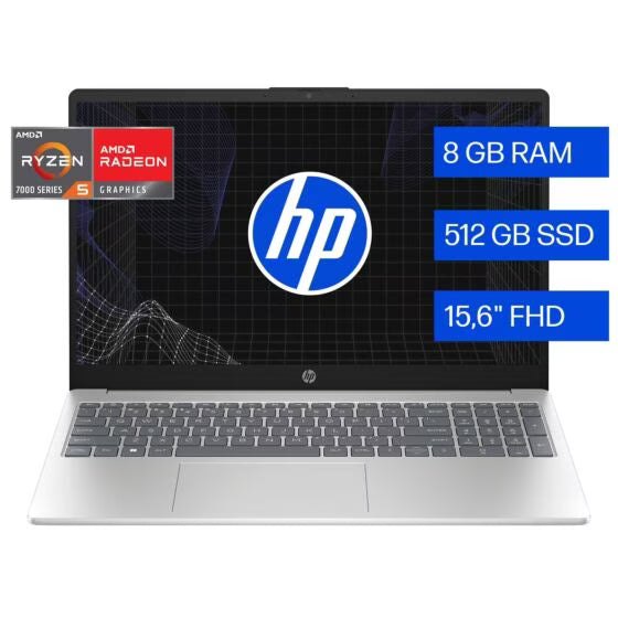 HP D6ZM8LA#ABM Laptop 15.6" AMD Ryzen 5-7530U 8GB DDR4 512GB SSD Windows 11 Home